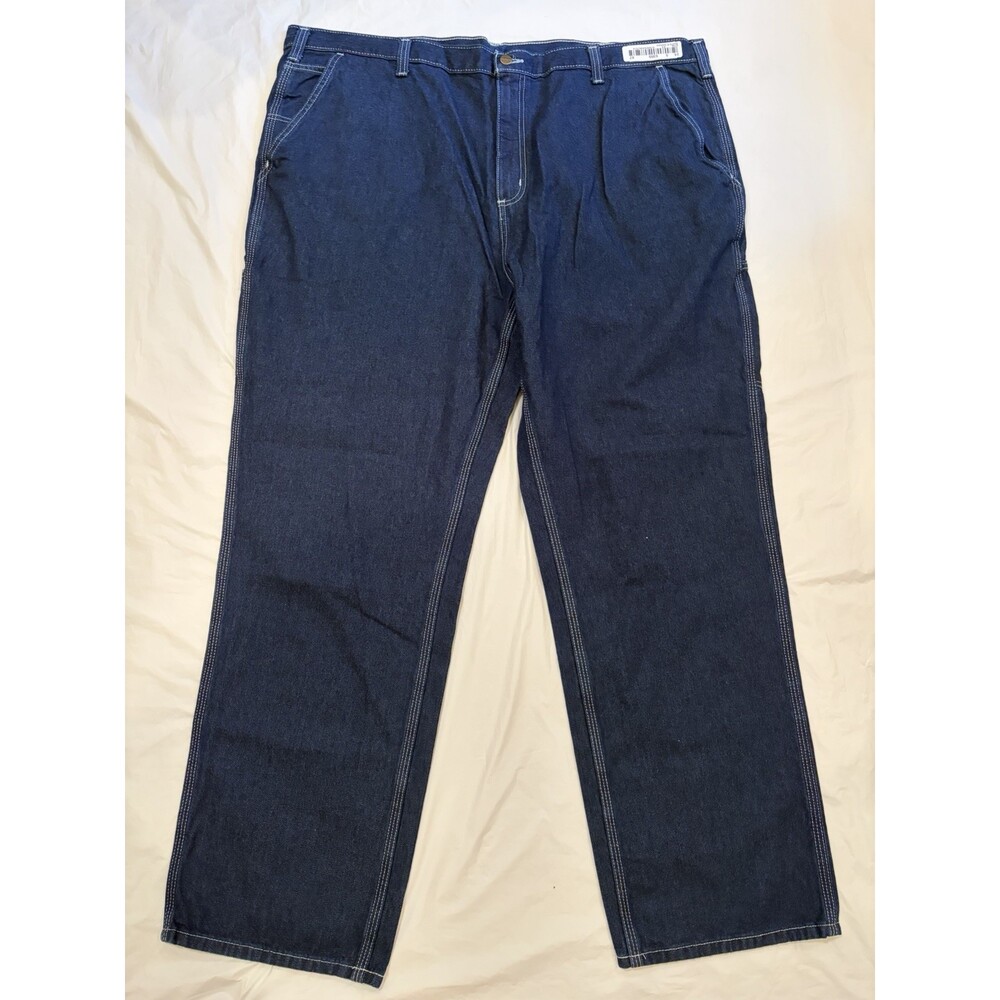 Carhartt Dungaree Fit Jeans Men's 46x32 Blue Dark Wash Work wear, Comfort